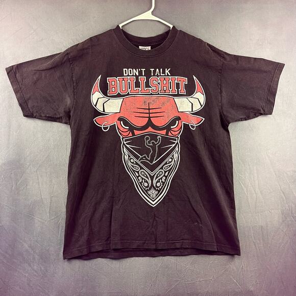 VTG Shaka Bulls Shirt Men's XL Rap Tee Black Red Don't Talk Bullsh*t Gang Jordan - Picture 1 of 11